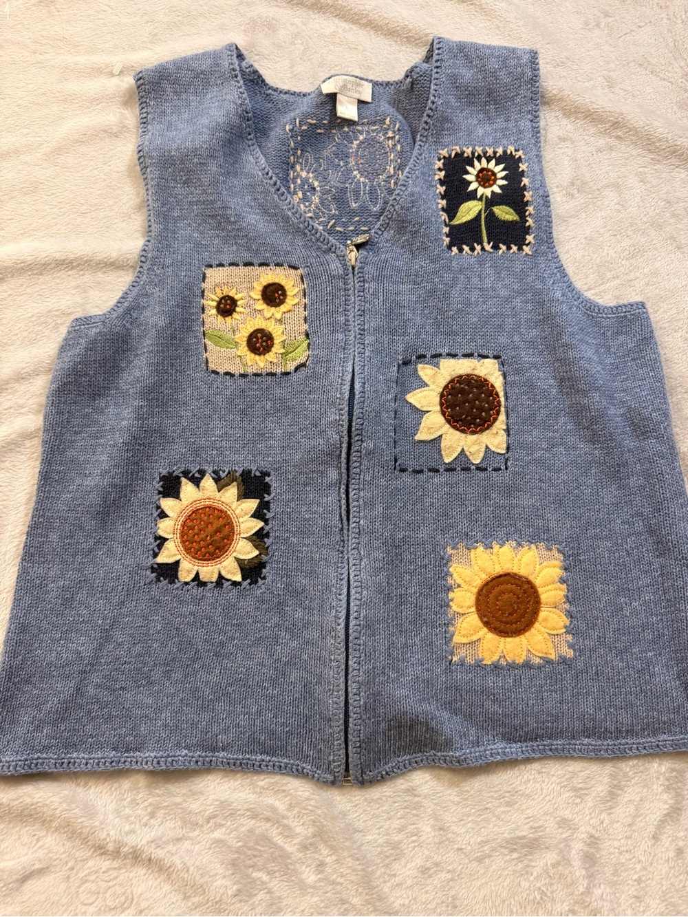 Fun Blue Sunflower Knit Vest